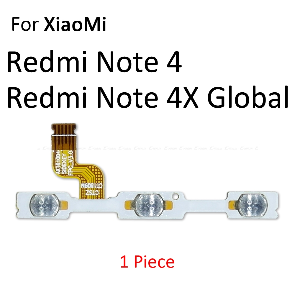 Volumknapp strømbryter på av-knapp fleksibel kabel til xiaomi redmi 3x 3s 4a Merk 7 6 2 5a 6a 5 Plus 4 3 pro 4x global: til redmi Merk 4