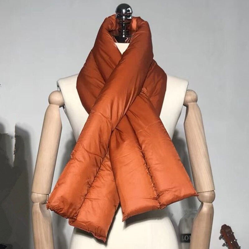 Zimowy puchowy szalik panie panowie wysokiej jakości lekkie ciepłe szaliki moda skrzyżowana Super miękka jednokolorowa chusta: brązowy