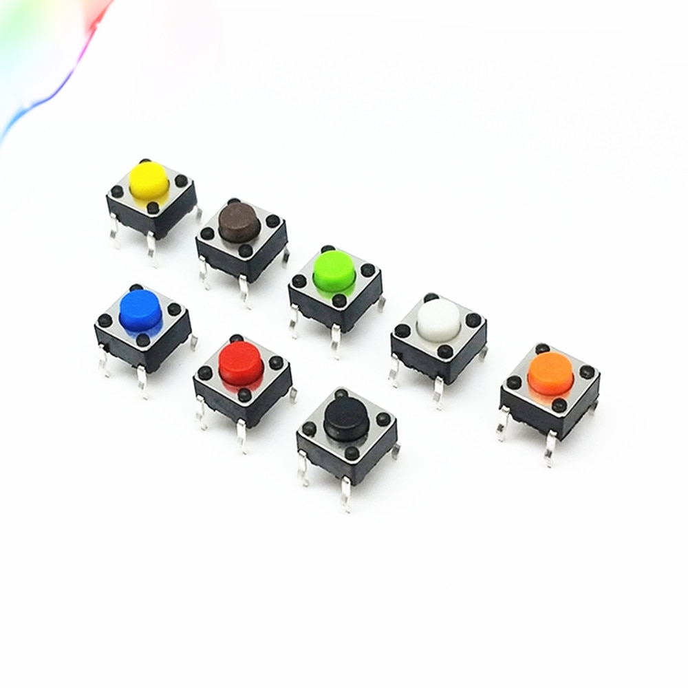 50 stuks Gratis winkelen 6*6*5mm 4PIN Zeven kleur Smart Elektronica Tactile Switches Drukknop SMD tact Switch switch