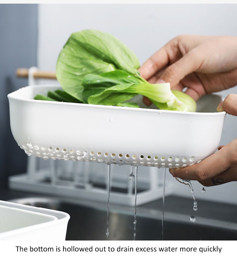 3PCS/Set Kitchen Strainers Colanders Plastic Vegetable Food Strainer Pasta Multifunction Kitchen Drain Basin For Kitchen Tools