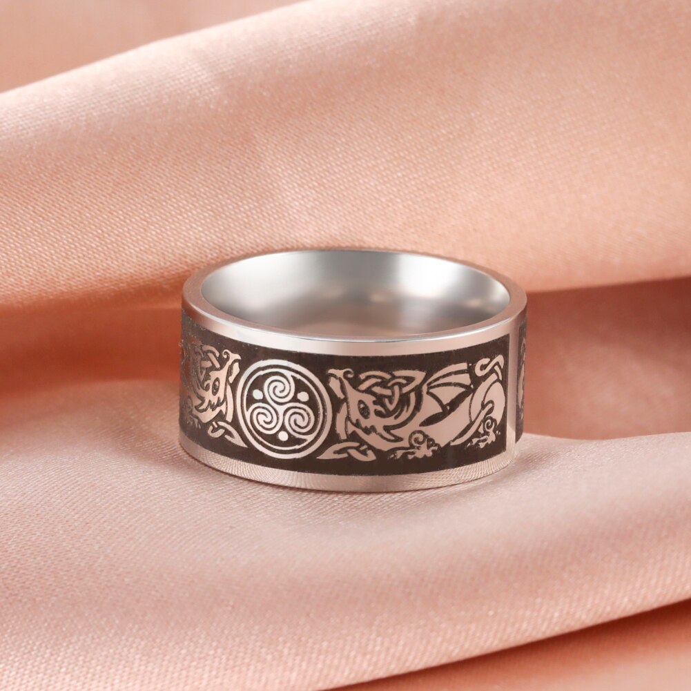Skyrim – bague à nœud en acier inoxydable pour hommes et femmes, anneau de doigt Vintage nordique Viking, amulette Talisman, bijoux