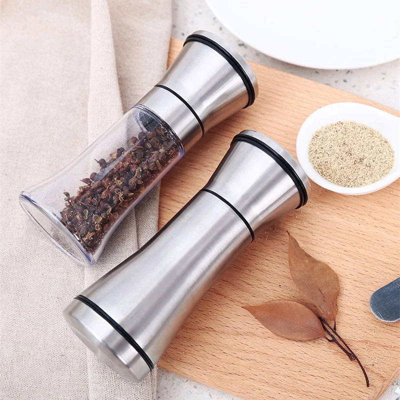 Salt And Pepper Grinder Refillable Stainless Steel Shakers With Adjustable Coarse Mills Portable spice jar containers