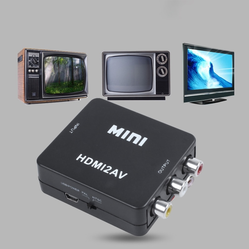 Mini hdmi  to 3 rca cvbs komposiitti video av muunnin sovitin tv  ps3 vhs vcr dvd musta