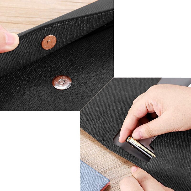 -PU Leather A4 File Folder Document Holder Waterproof Portfolio Envelope Folder Case with Snap Closure