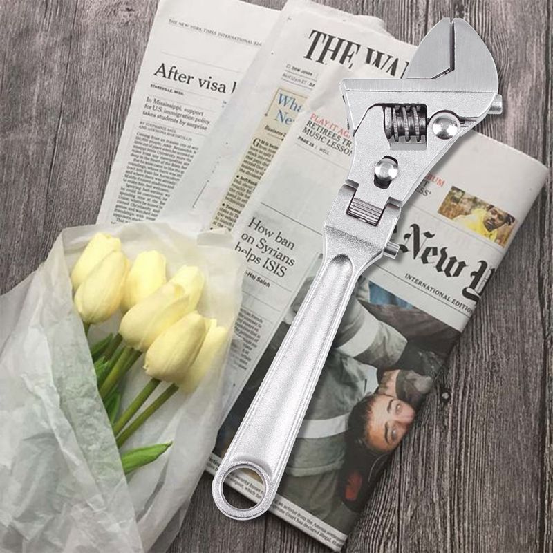 8 Inch Adjustable Ratchet Wrench Folding Handle Dual-Purpose Pipe Wrench Spanner Key Hand Tool
