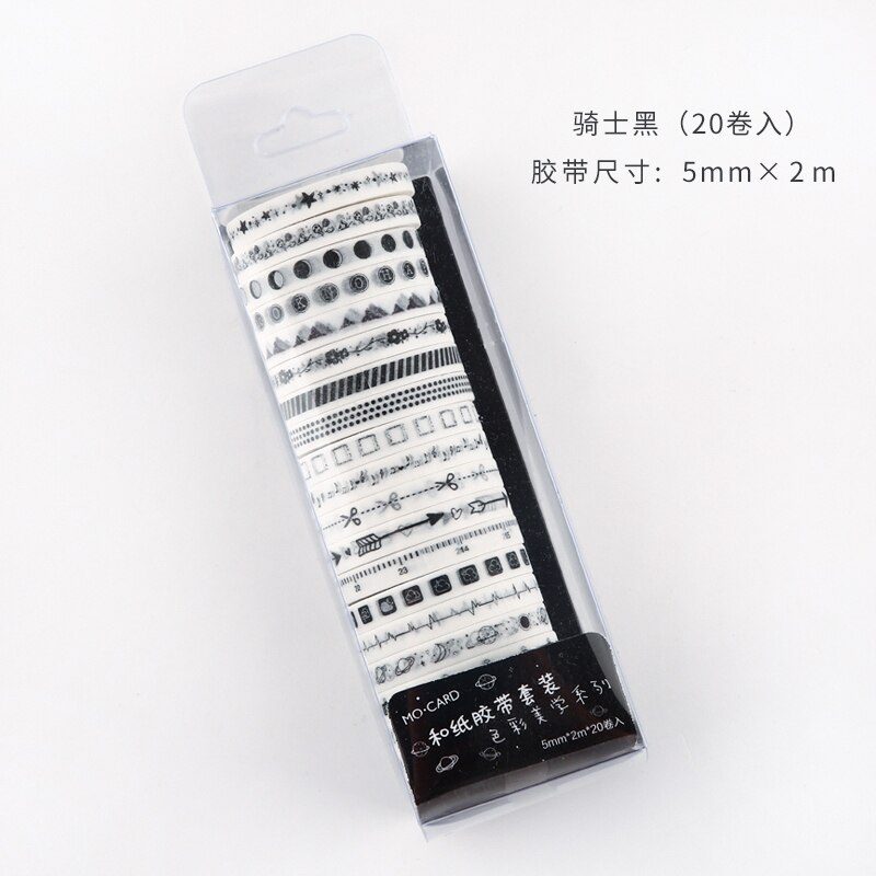 Journamm 5mm*2m*20pcs Color Tapes Janpaese Journal Delicacy Styling Bullet Journaling Adhesive Scrapbooking Deco Masking Tapes: L