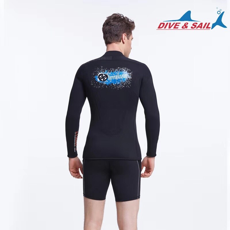 Dive & Sail Wetsuit Top - Men's 3mm Neoprene Long Sleeve - Warm Scuba Dive Jacket for Swimming & Surfing