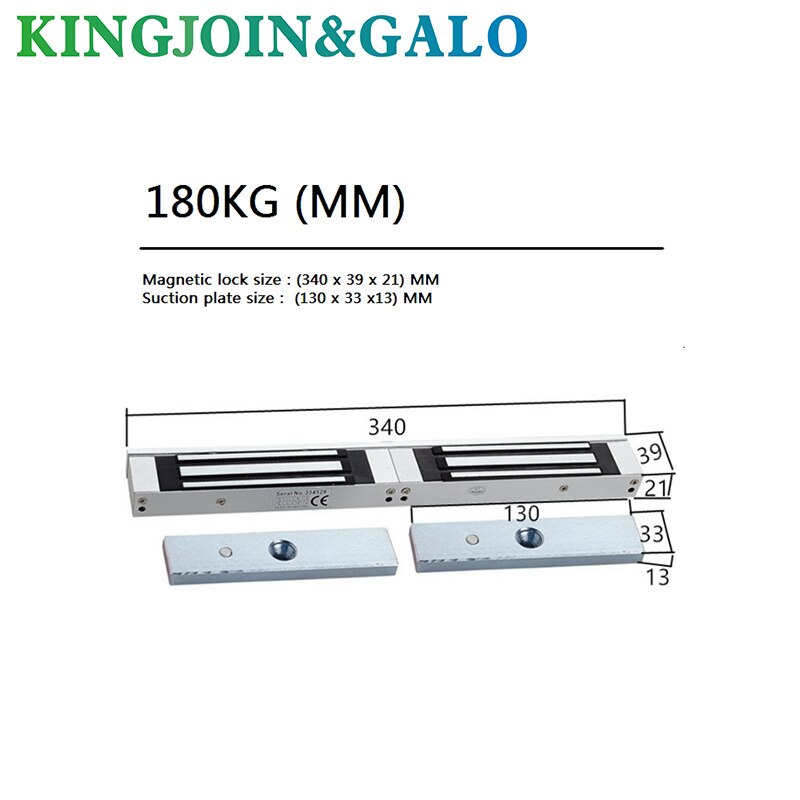 180kg /280kg/380kg two-door magnetic lock with Mounting bracket wooden door magnetic lock Two-door electric suction lock jewels