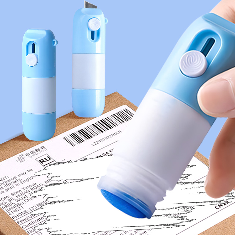 Thermisch papier Correctievloeistof Adresblokkering Gum met intrekbaar mes Pakketdoosopener Anti Peep Identiteitsinformatie