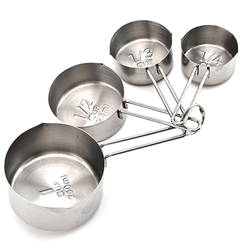 Rose Gold Stainless Steel Measuring Cups And Spoons Set Of 8/4 Engraved Measurements,Pouring Spouts & Mirror Polished For Baking: SV2