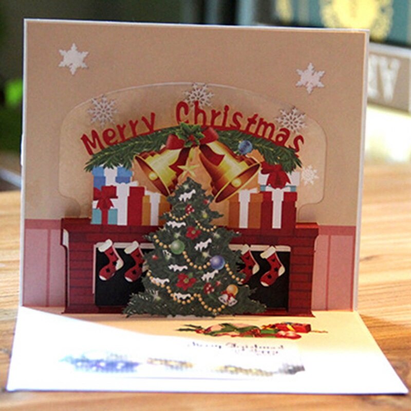 Christmas Three-dimensional Greeting Card Christmas Tree 3D Paper Sculpture Blessing Small Card Postcard