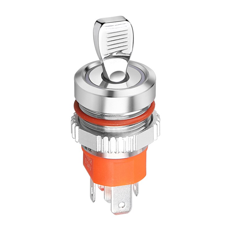 LANBOO 16mm waterproof high current metal button switch gear switch blue wave factory direct sales with indicator 5-24V