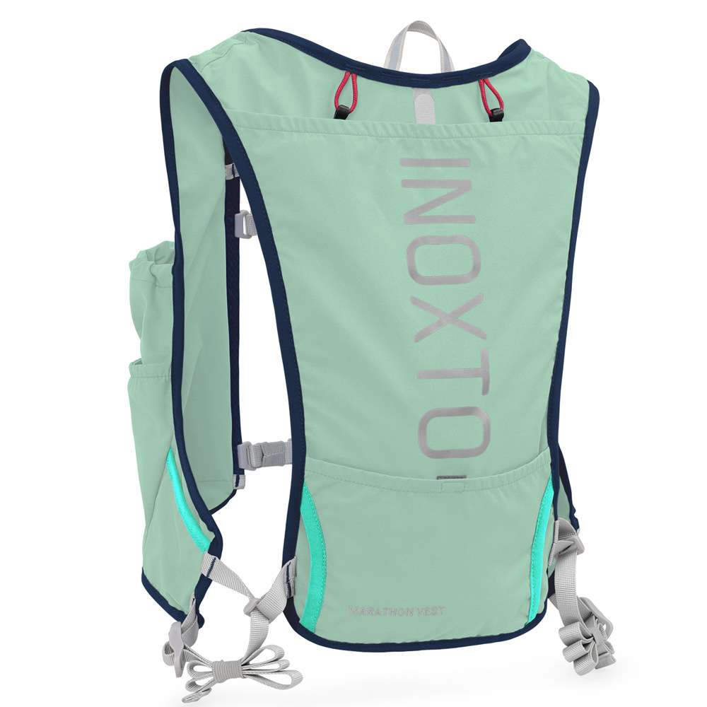 Inoxto Schnell trocknender Laufrucksack für Herren, 5 l, ultraleicht, feuchtigkeitsspendende Weste, Mountainbike-Fahrradtasche, atmungsaktiv, 2 l Wasserbeutel, Flasche