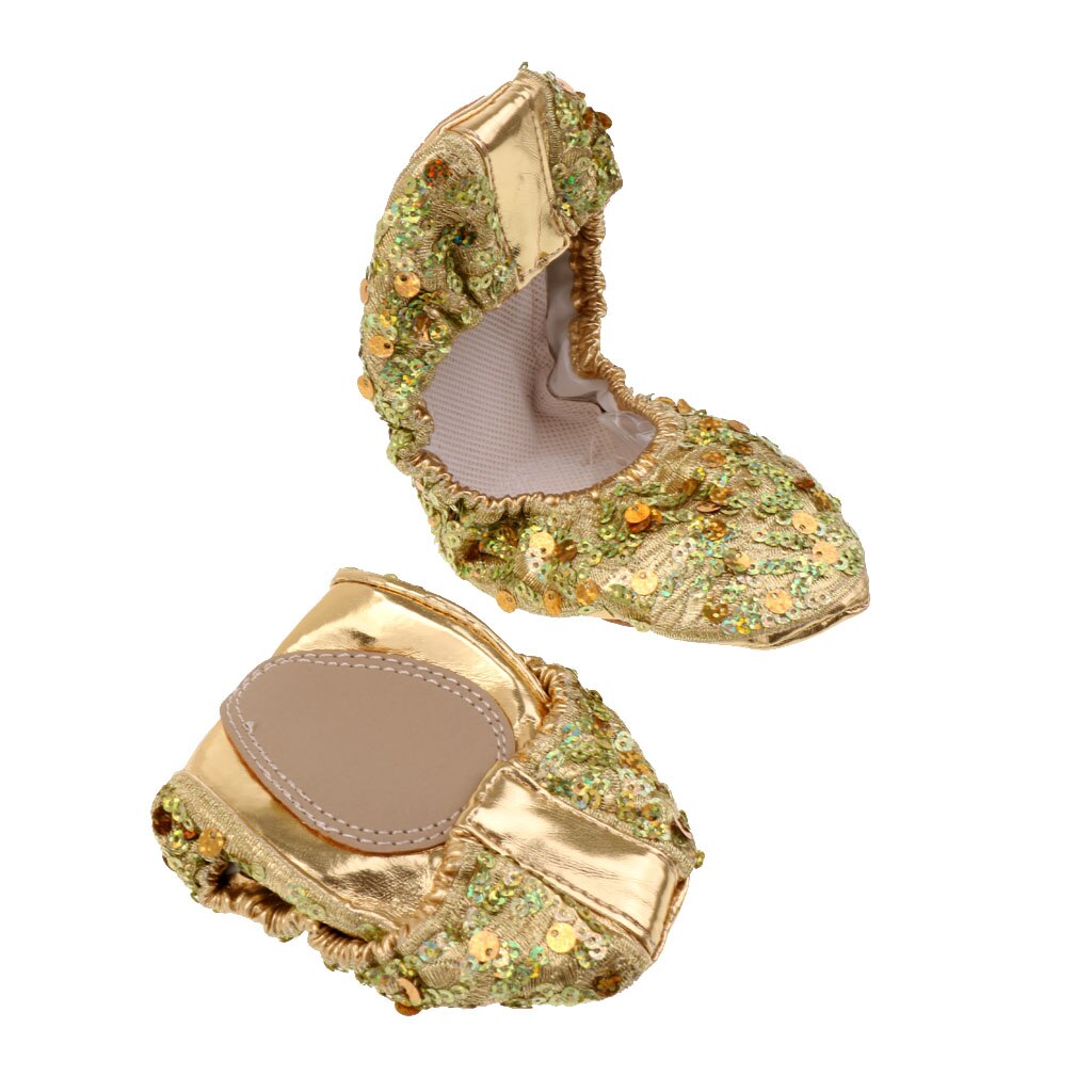 PU Leather Belly Dance Shoes Wear-resistant Yoga Shoes For Adult Children: Golden M