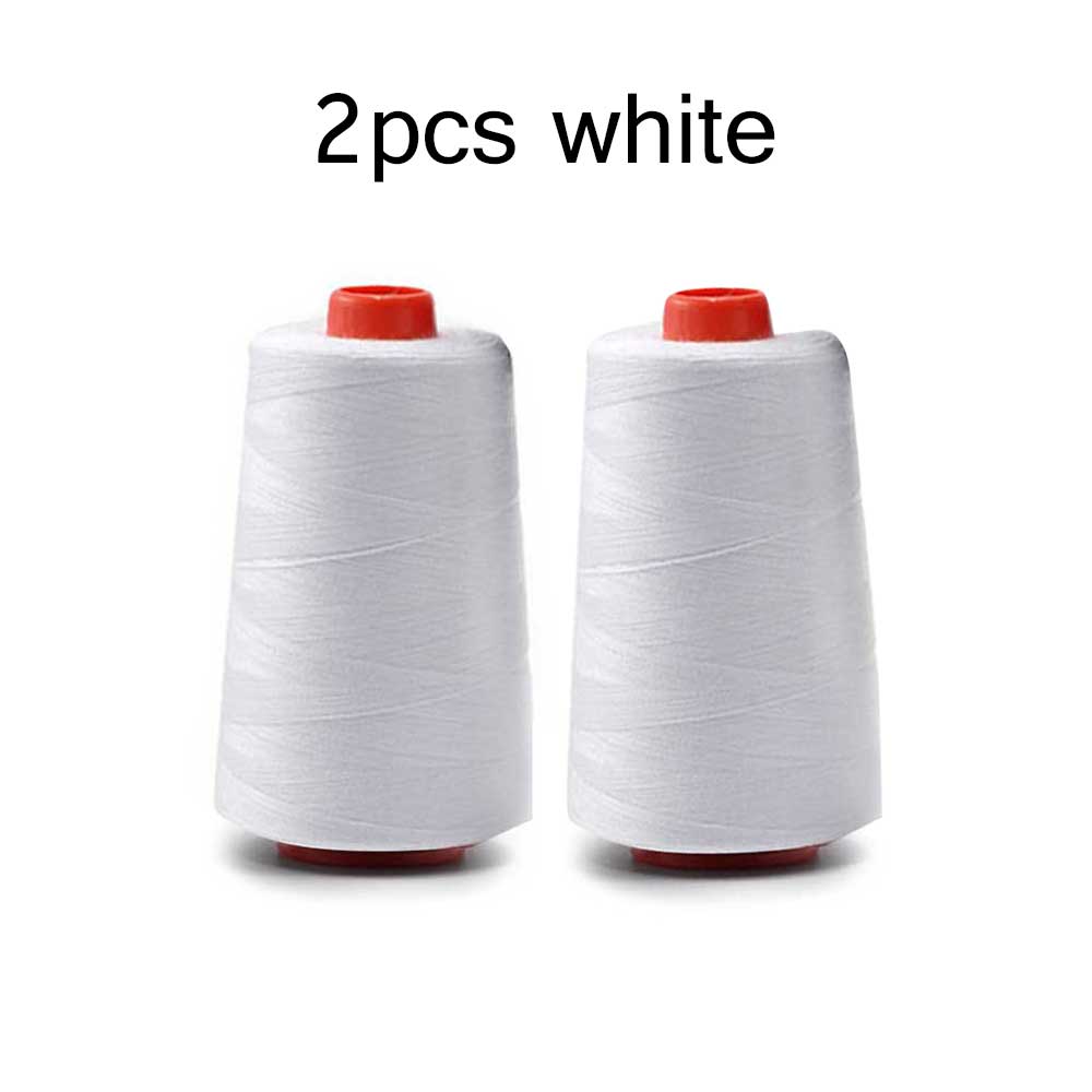 INNE 3000 Yards Length Sewing Overlock Thread 40S/2 Threads Polyester White Spool Sew Accessories Parts: 2pcs white