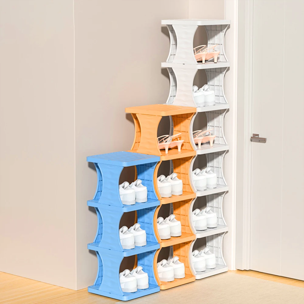 Schuhregal, Schuh-Organizer mit mehrschichtigem farbigem Schrank, Schuhregale, einfaches Schuhregal, abnehmbare Schuhregale für Schlafzimmer