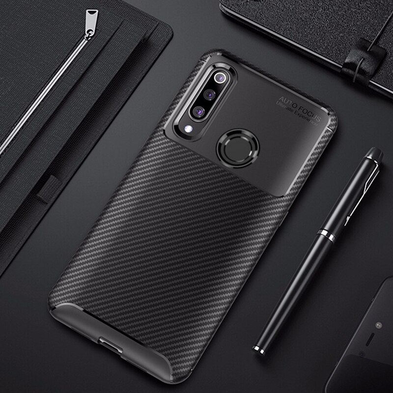 Voor Honor 20 s 20 s Cover Luxe Carbon Fiber Cover Shockproof Phone Case Voor Huawei Honor 20 s MAR-LX1H cover Flex Bumper Shell: Zwart