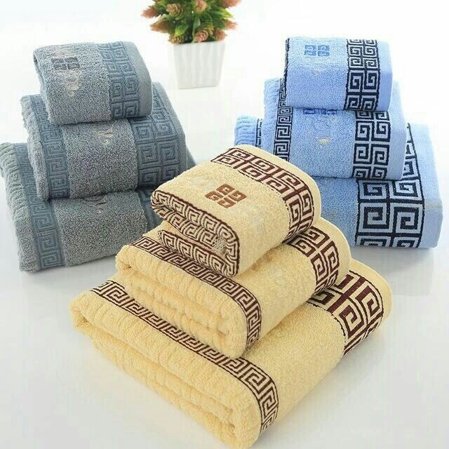 Cotton Towel set 1pcs bath towel+1 pc face towel+1 hand towels 3 colors 100% Cotton Compressed Quick-Dry bathroom towel sets