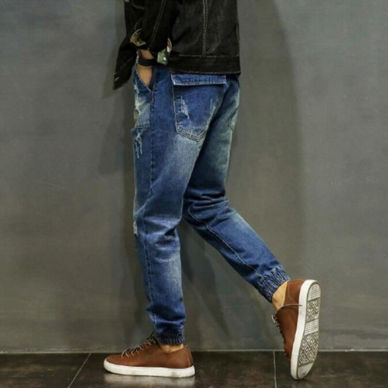 Jean Baggy déchiré pour hommes, pantalon crayon déchiré avec trous coniques, décontracté, Hip Hop, grande taille, S-4XL