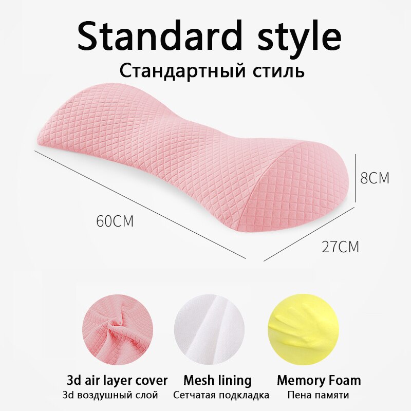 Memory Foam Zwangerschap Kussen Vrouwen Zwangere Body Ondersteuning Taille Kussen Orthopedische Side Sleeper Back Massage Kussen Beddengoed Slaap: Standard style pink