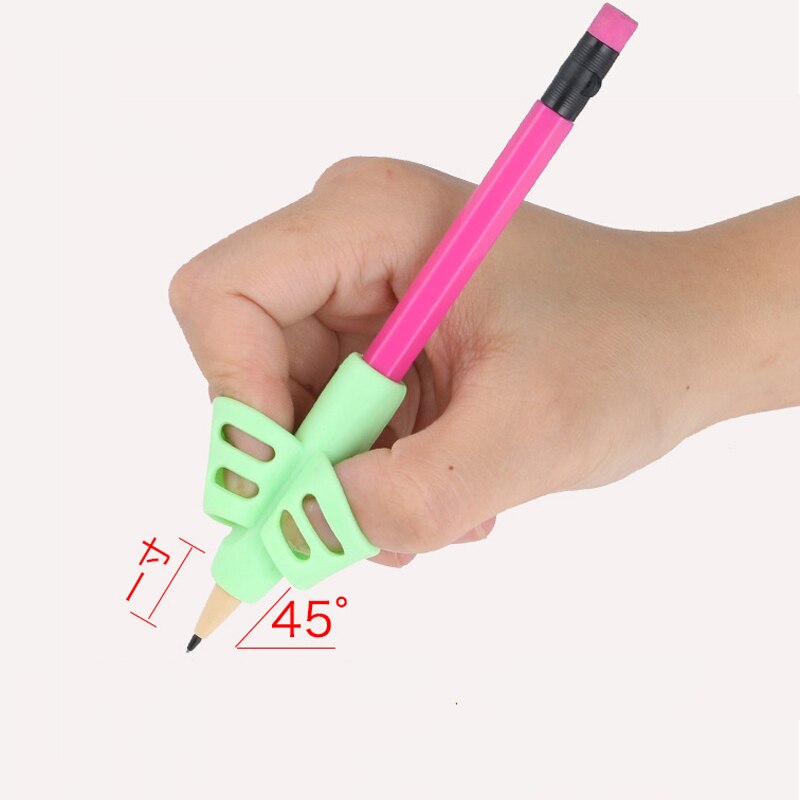 3Pcs/Pack Silicone Pen Holder Two Finger Pencil Grips For Students Child Cute Writing Correction Stationery Tool