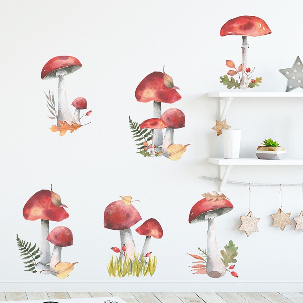 1 Set Van Muurstickers/20.8*22.4Inch Fairy Bos Paddestoel Plant Muursticker Decal Kinderkamer Nursery art Mural