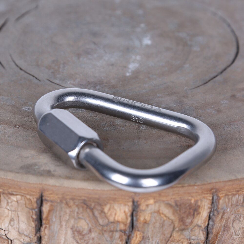 60KN 316 Edelstahl Dreieck Karabiner Schraube Verriegelung Haken Klettern Bergsteigen Klettern Zubehör