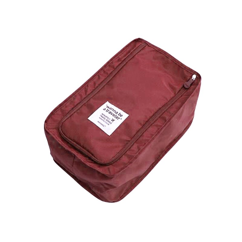 Travel Portable Waterproof Shoes Bag Organizer Storage Pouch Pocket Packing Cubes Handle Nylon Zipper Bag,Travel accessories: Burgundy