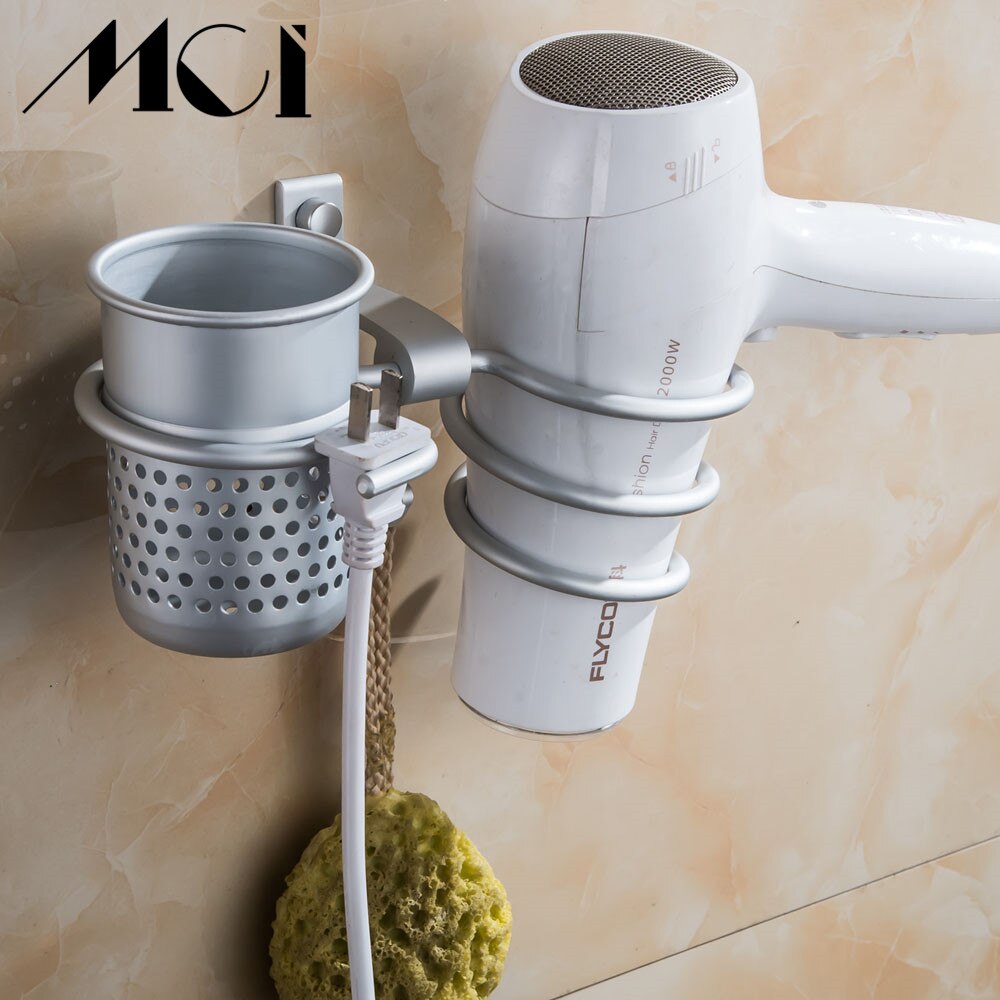 Badkamer föhn houder wandrek aluminium multifunctioneel toilet plank kam opbergruimte föhn rek mci