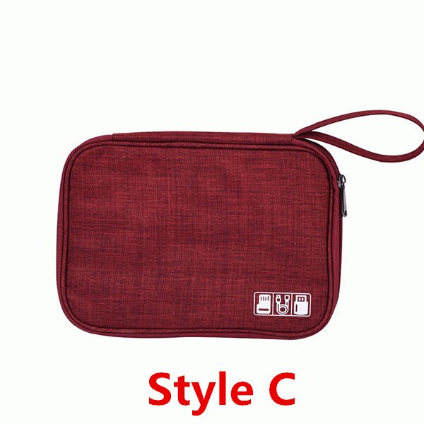 Electronics Organizer Bag - Portable Digital USB Gadget Case - Travel Charger Holder: C-Wine Red