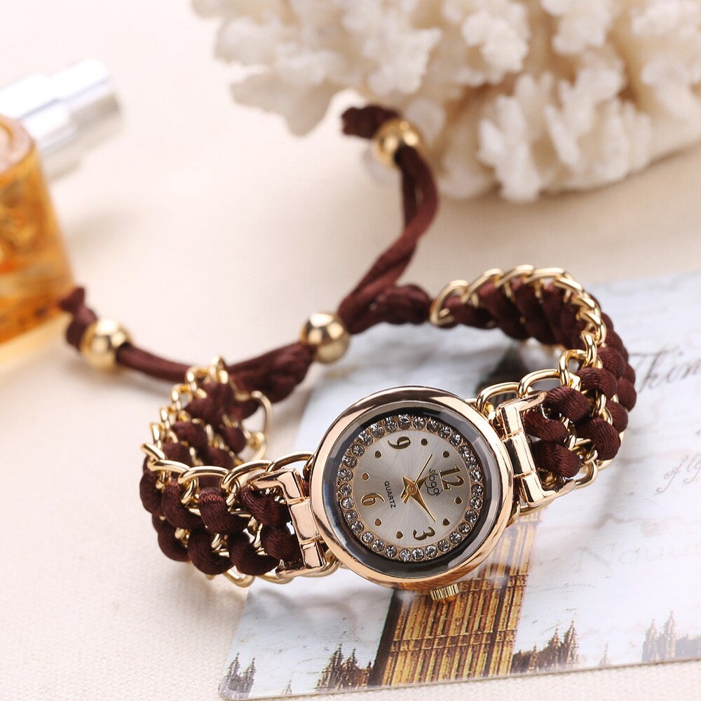 Vintage Women Knitting Rope Chain Winding Analog Quartz Movement Wrist Watch Bohemian Birthday часы женские: 4