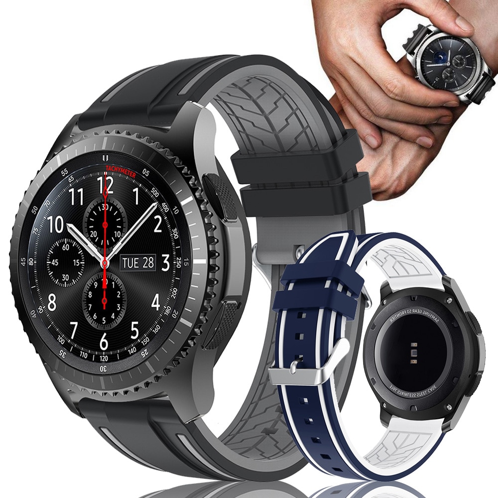 Samsung galaxy watch 46mm gear  s3 frontier -ranneke silikonikelloranneke kellonrannekkeen vaihto urheiluranneke 22mm kellonranneke
