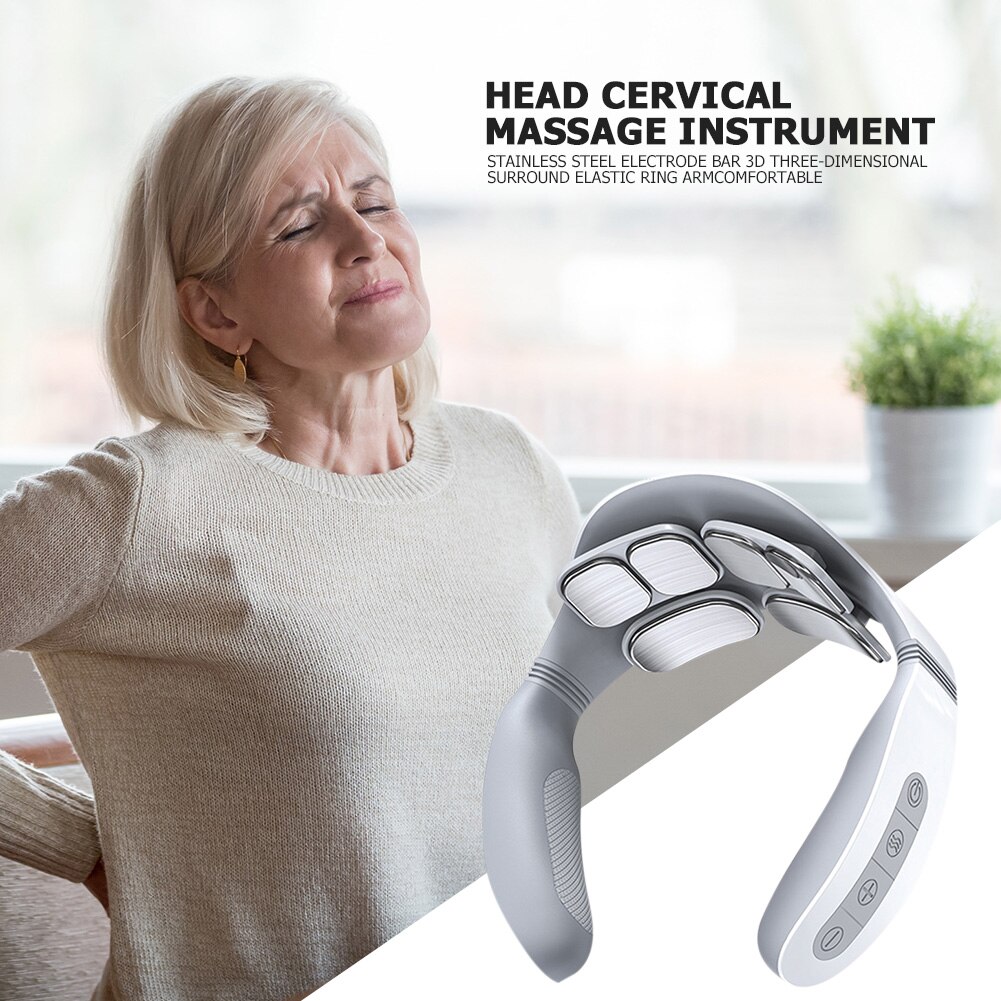 Smart 6D Pulse Heated Electric Cervical Massager Remote Control Six-Head Electric Pulse Pain Relief Shoulder Spine Massager