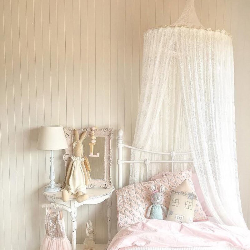 Moustiquaire en dentelle dôme pour enfants | Moustiquaire, style nordique, , pour enfants, abri princesse pour bébés, Valance, lit rond, auvent, décoration de tente