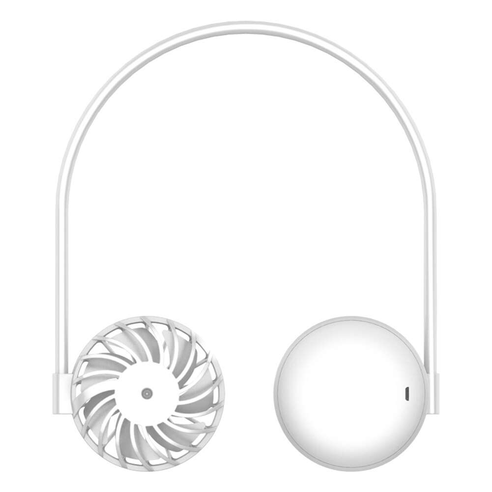 USB portable fan cold fan hands free neck fan hanging rechargeable mini sports fan 3-speed adjustable neck dual fan Home Office: White