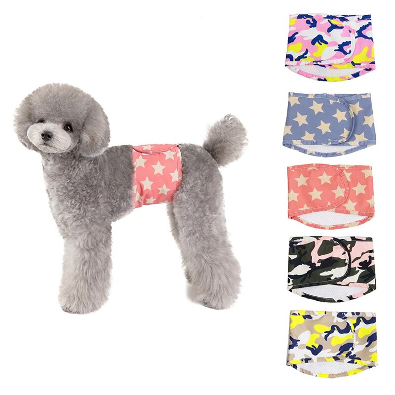 1 pièces couche pour chien animal de compagnie bande de ventre imperméable à l'eau urinaire enveloppement couche réutilisable physiologique pantalon moyen grand mâle chien soins infirmiers couche