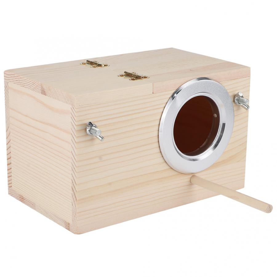 Casa de madera para aves de 12x12x19,5 cm, caja de cría de mascotas, casa de cría de aves de exterior, nido, decoración de cría de loros