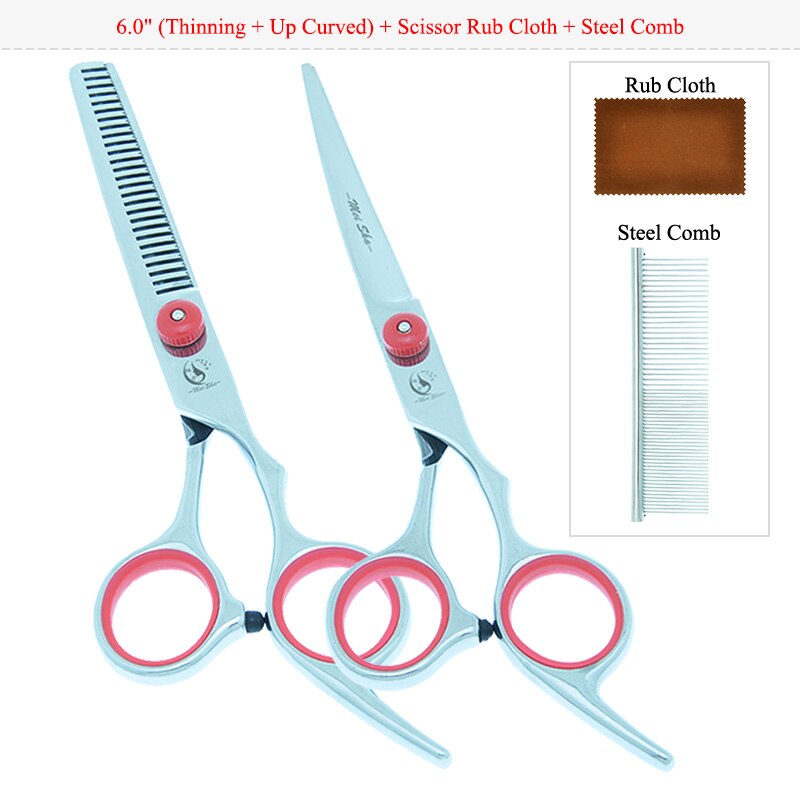 Meisha 6 inch Pet Grooming Scissors Dog Fur Clipper Straight Thinning Curved Shears Puppy Styling Tools B0001A: B0001A-12-60