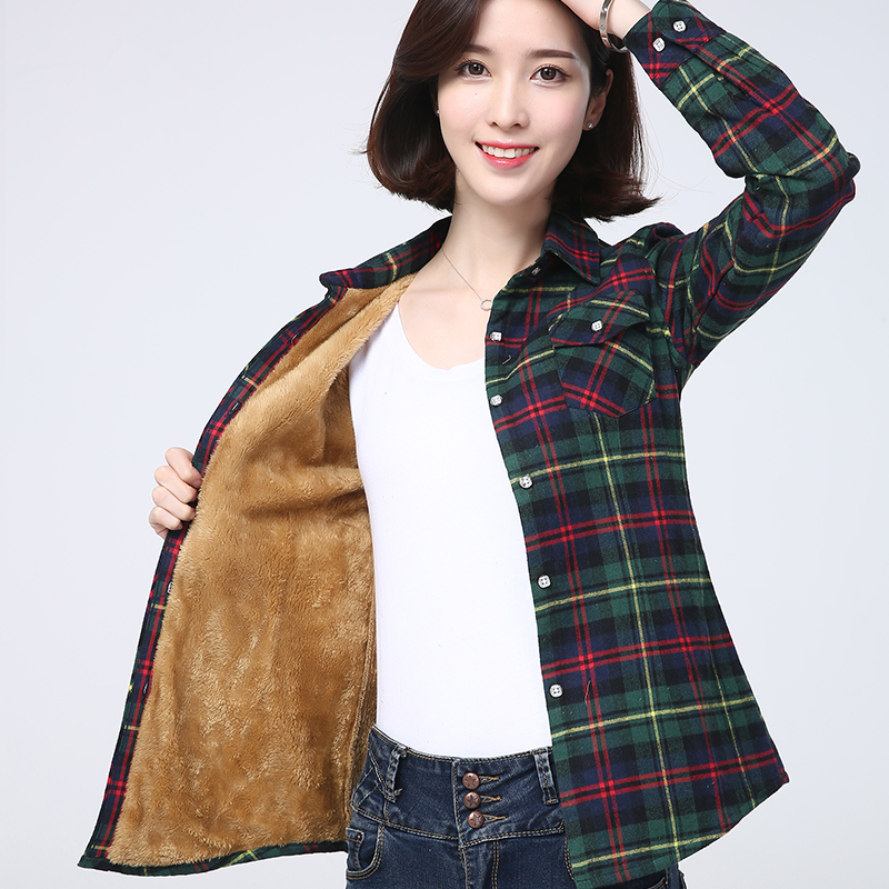 2023 inverno nuovo più spesso camicia scozzese calda da donna cappotto Lady Casual giacca in pile di velluto Top vestiti caldi delle donne tuta sportiva