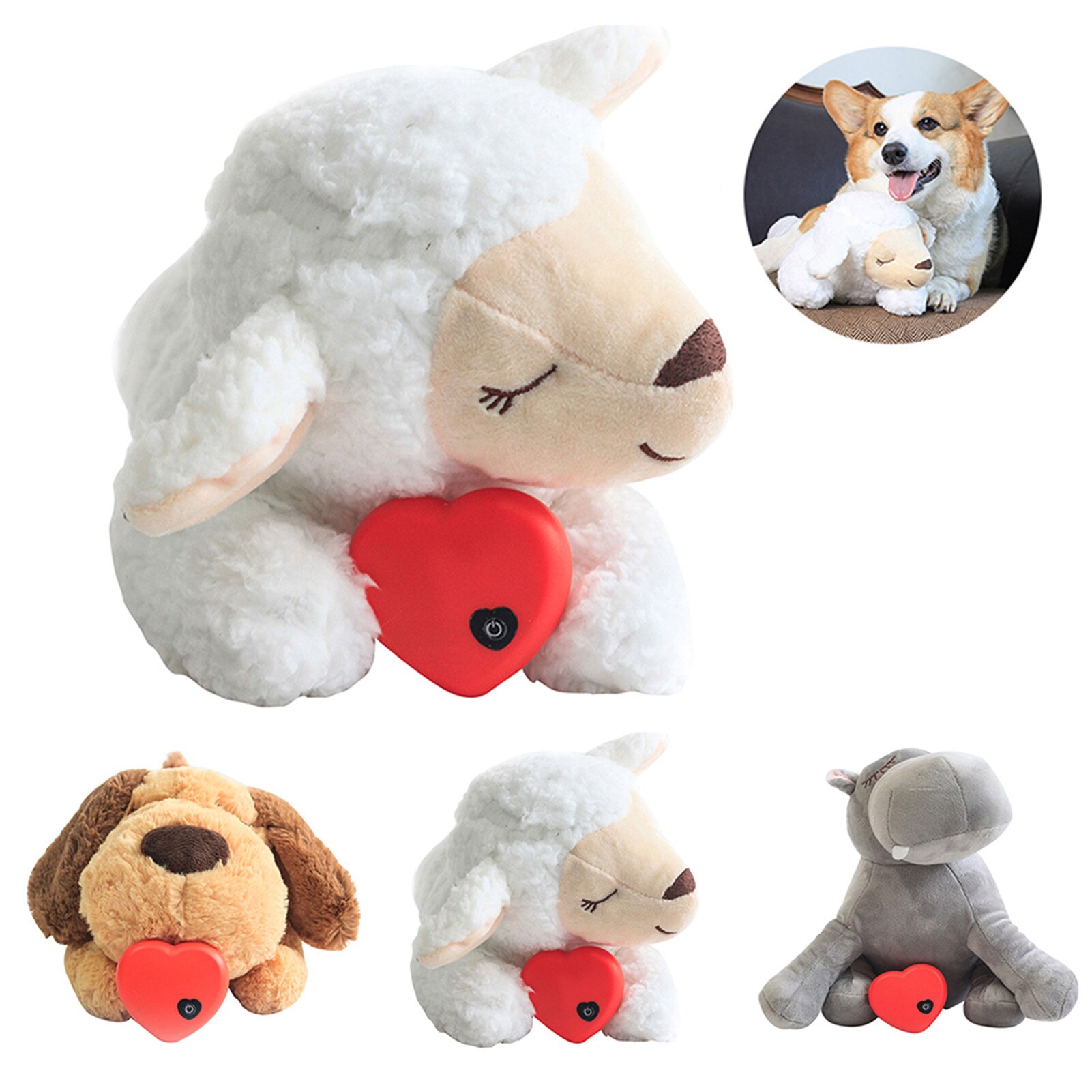 Dog Toy Plush Toy Comfortable Behavioral Training Aid Toy Heart Beat Soothing Heating Plush Doll Sleep For Dogs Cats