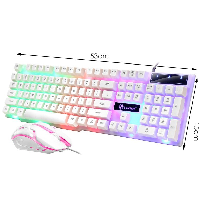 LIMEIDE-Juego de teclado y ratón GTX300, juego silencioso, retroiluminación LED, con cable, para PC y portátil