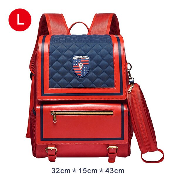 Sac à dos d'école victoriatouriste pour enfants, pour garçons et filles de niveau 4 à 6, étanche, grande capacité: Red-(L)