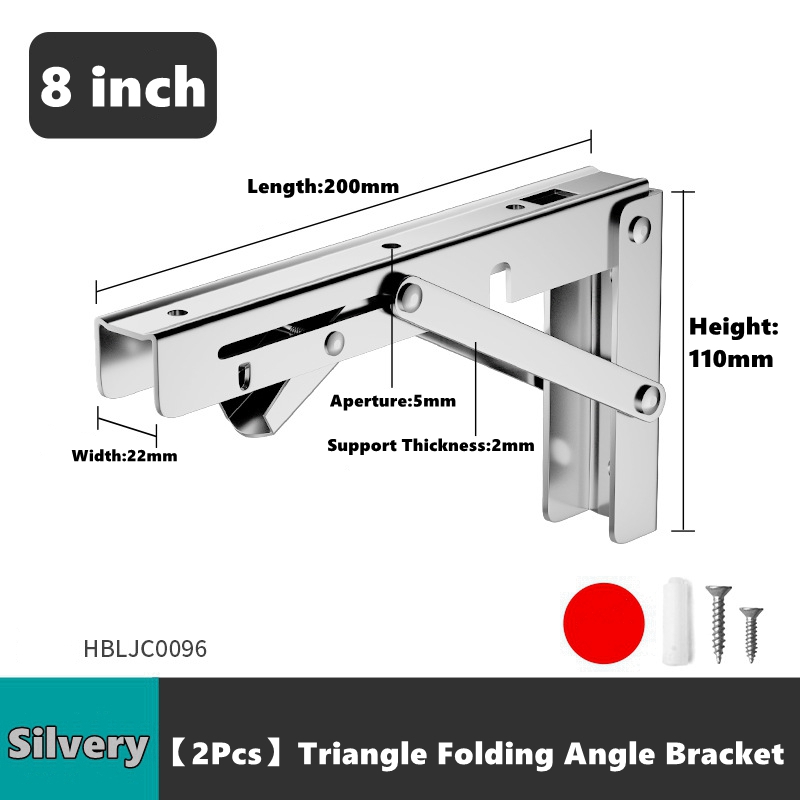 2 stk. foldbare hyldebøjler kraftige sammenklappelige hyldebøjler i rustfrit stål til bænkebord, pladsbesparende gør-det-selv-beslag: Sort