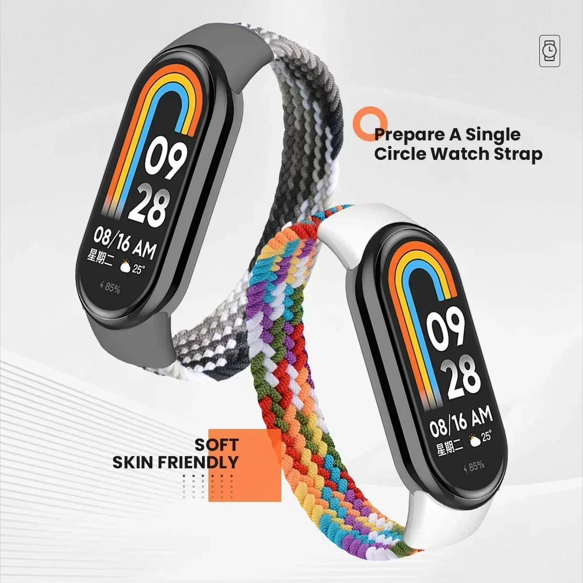 Braided Solo Loop for Xiaomi Mi Band 9 Strap Replacement accessories Elastic Nylon Watchbands correa bracelet for Miband9 8 NFC