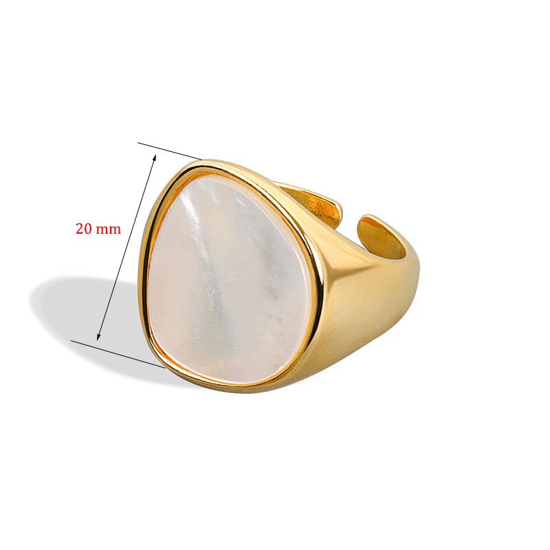 Women's Retro Big Finger Rings Smooth Copper Shell Open Ring Female Trendy Wedding Rings Accessories Jewelry Size Adjustable