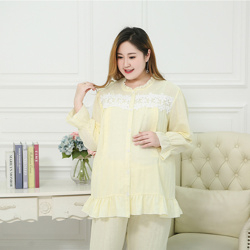 Pregnant mother breastfeeding pajamas 3XL-6XL Large size comfortable maternity clothes Pink blue yellow thin section