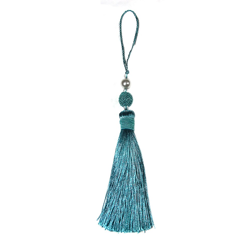 Borlas con flecos para coser cortinas, accesorios, borlas para llaves, decoración del hogar, cinta de borlas, 1 ud.: Blue