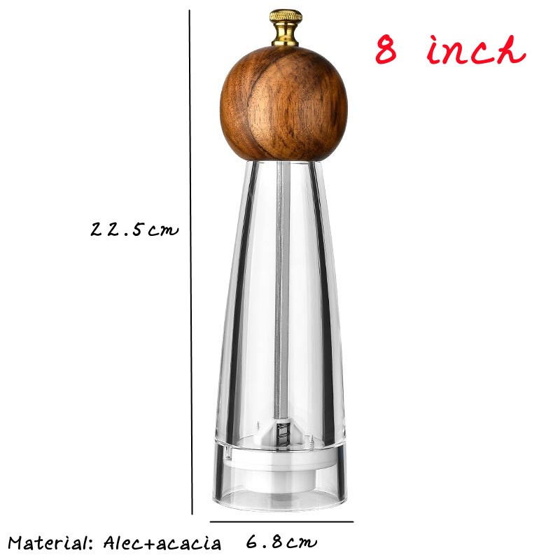 5/6/8 tums manuell pepparkvarn akryl keramisk kärna peppar havssaltkvarn multifunktionell spannmålskvarnar kryddkvarnar prylar: Choklad