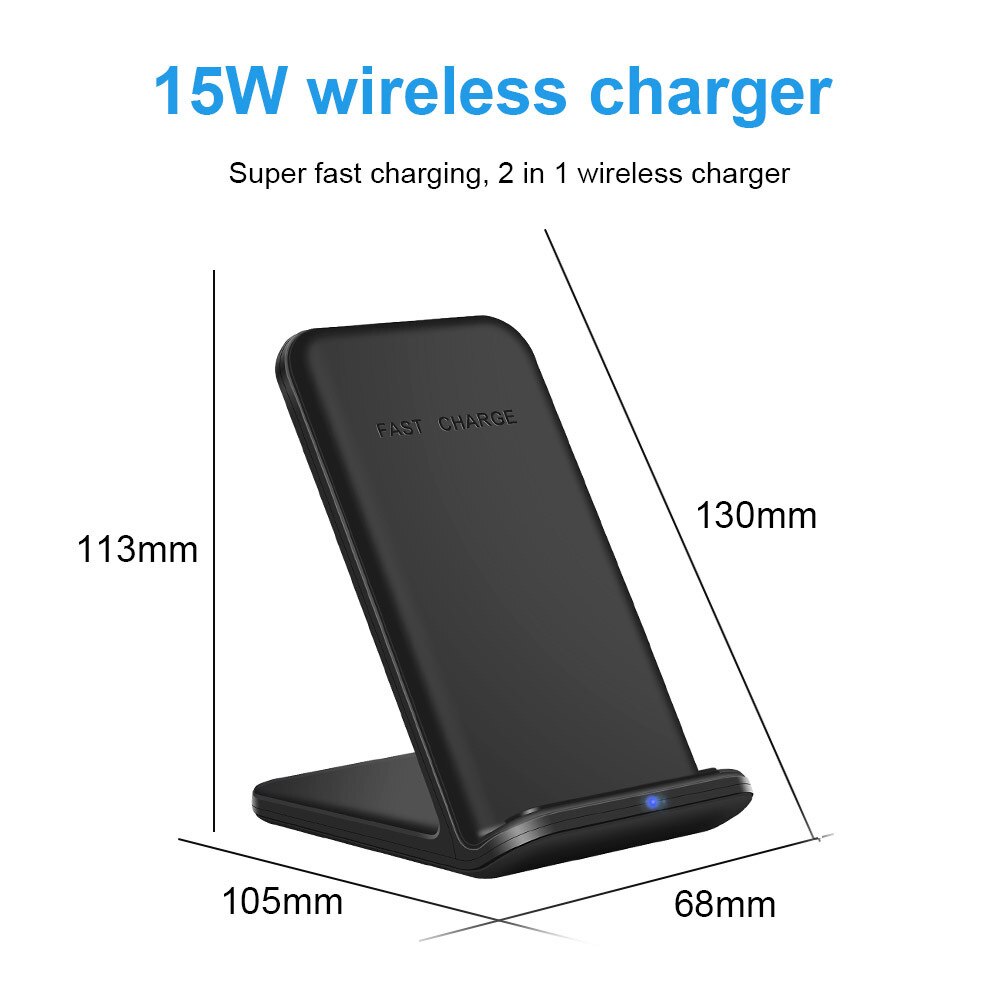 15W Qi Draadloze Oplader Voor Samsung S21 S20 S10 Note 10 2 In 1 Fast Charging Stand Voor Iphone 12 11 Pro Xs Xr X 8 Airpods Pro