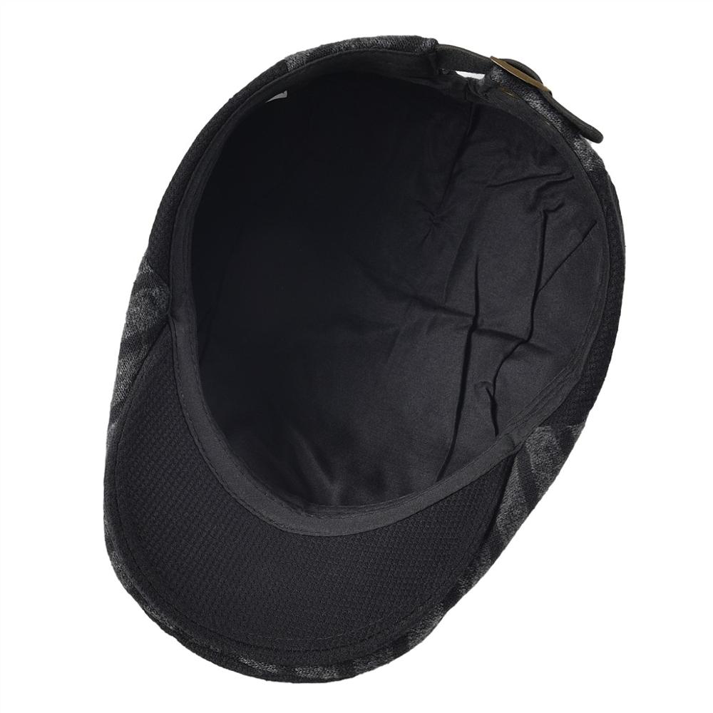 VOBOOM Golf Cap Men Fall Winter Adjustable Cabbies Dark Gray Newsboy Caps Ivy Flat Hat Warm Headpiece 057